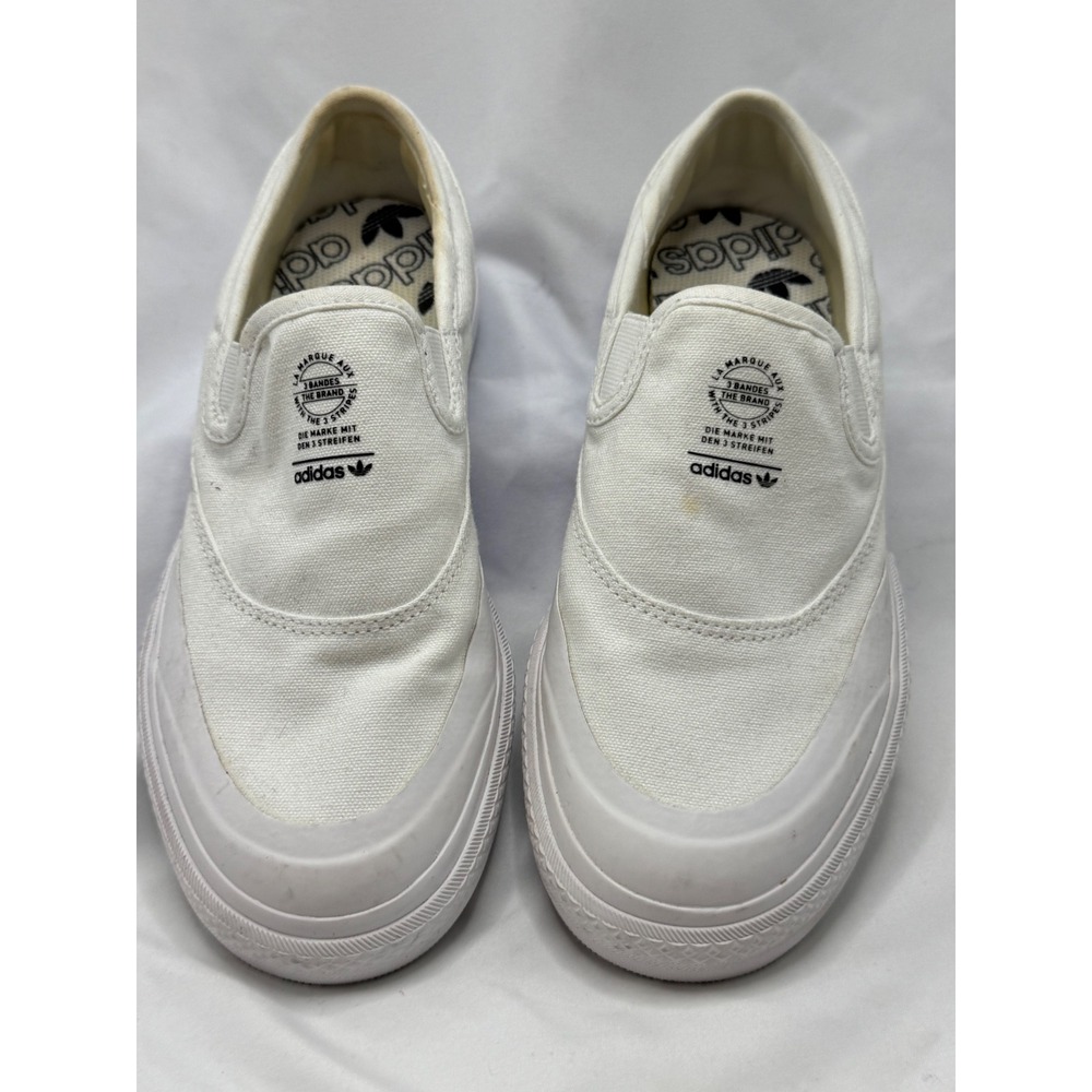 Adidas Nizza Slip-On White Canvas Skate Shoes Sneakers EF0695